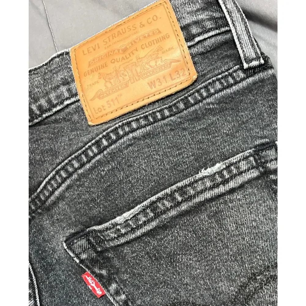 Levi's Premium Big E 511 Men's Jeans 31x32 Black Denim’s Stretch